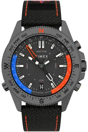 Timex Kwartshorloge TIDE/TEMP/COMPASS Horloge, herenhorloge, datum, lichtgevende wijzers, saffierglas, textielband