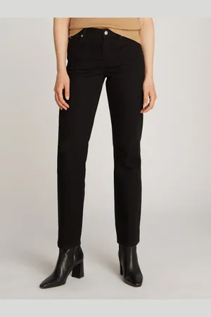 Tommy Hilfiger Straight jeans CLASSIC STRAIGHT RW ECRU met logo-badge, in enkel-lengte