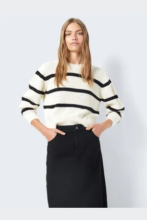 Noisy May Gebreide trui NMMAYSA L/S STRIPE O-NECK KNIT NOOS