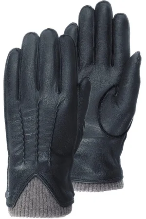 Pearlwood Leren handschoenen John Elastische band met decoratieve stiknaad