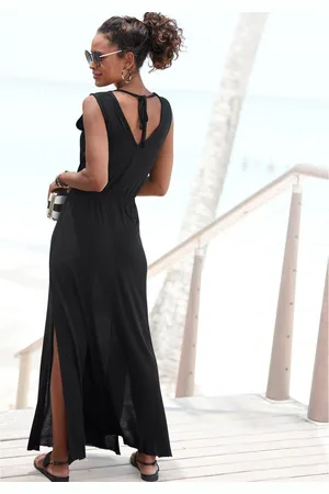Buffalo Maxi-jurk met sierbandjes en split, zomerjurk, strandjurk