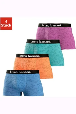 Bruno Banani Hipster strak zittende boxershorts in uni of gemusterd van katoenmix (set, 4 stuks)