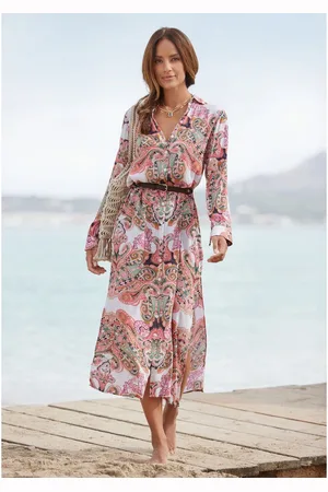 Lascana Jurk met overhemdkraag van gekreppte viscose, maxi-jurk met knoopsluiting, zomerjurk