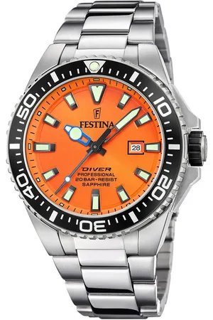 Festina Duikhorloge Diver Collection Horloge, quartz, herenhorloge, roestvrijstalen band, tot 20 bar waterdicht.