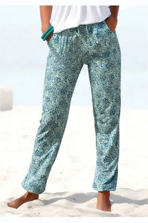 vivance collection Jerseybroek met bloemenprint en zakken, elastische tailleband, strandbroek