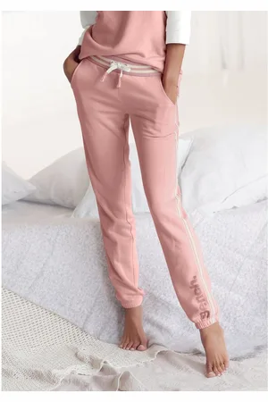 Bench Relaxbroek met gestreepte tailleband en glansprint, loungewear, loungepak