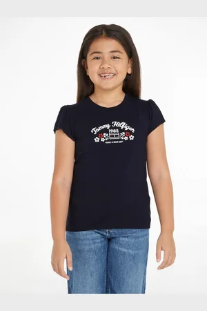 Tommy Hilfiger T-shirt FLOWER PUFF PRINT REG TEE SS Kinderen tot 16 jaar met merkprint