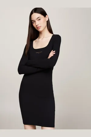 Tommy Hilfiger Jerseyjurk TJW METALLIC LINEAR BODYCON met metallic-kleurige lineaire logo-opdruk