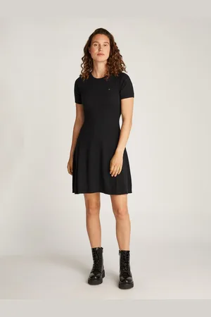 Tommy Hilfiger Jerseyjurk CO JERSEY STITCH F&F DRESS met logoborduursel op borsthoogte