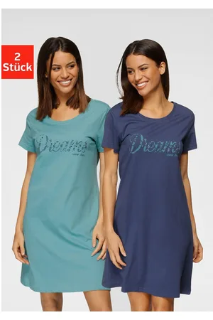 VIVANCE DREAMS Nachthemd met print in kant-look (Set van 2)