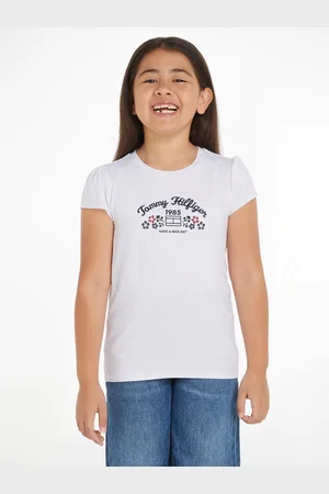Tommy Hilfiger T-shirt FLOWER PUFF PRINT REG TEE SS Kinderen tot 16 jaar met merkprint