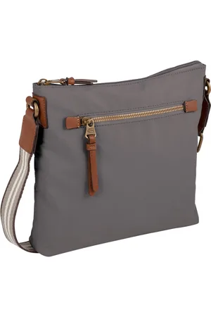 Camel Active Schoudertas Bari van hoogwaardig mat nylon met gestreept geweven band