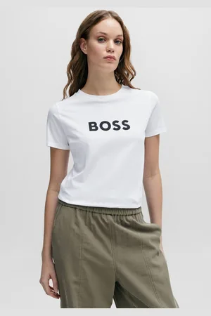 HUGO BOSS T-shirt C_Elogo_5 met contrasterende gekleurde boss print