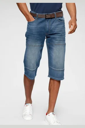 H.I.S Jeansbermuda HANTZ rechte broeksnit, used-look met slijtage-effecten (set, 2-delig, Met een afneembare riem)