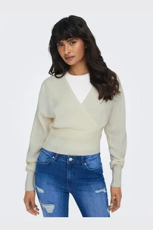 ONLY Trui met V-hals ONLELINA LS V-NECK PULLOVER EX KNT