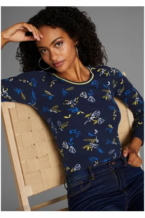 KangaROOS Shirt met lange mouwen met allover-print en contrastdetails