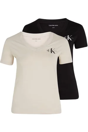 Calvin Klein T-shirt PLUS 2-PACK MONOLOGO V-NECK TEE (set, 2-delig, 2)