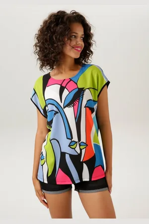 Aniston Shirtblouse met kunstzinnig gezicht bedrukt