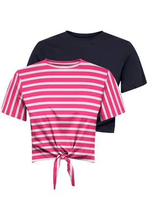 ONLY Shirt met korte mouwen ONLMAY LIFE S/S SHORT KNOT TOP BOX 2PACK (set, 2-delig)