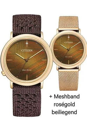 Citizen Solarhorloge EM1003-48X Polshorloge, dameshorloge, saffierglas (set, 2-delig, Met wisselband)