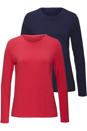 Lascana Shirt met lange mouwen Van zachte viscose-stretch van zachte viscosekwaliteit (Set van 2)