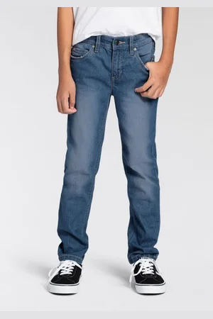 DELMAO Stretch jeans Straight-fit jeans for boys elastisch materiaal, used-look-wassing, lage taille
