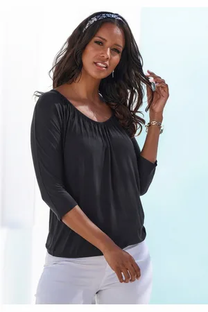 Lascana Shirt met 3/4 mouwen Met fijne plooien bij de hals