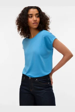 VERO MODA Shirt met ronde hals VMAVA PLAIN SS TOP GAJRS NOOS