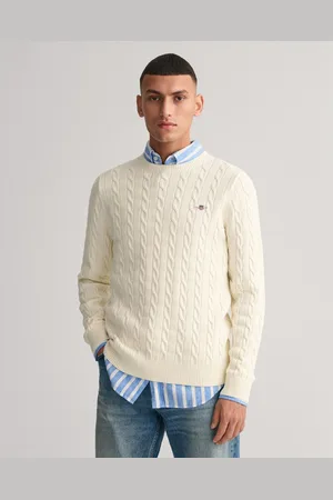 GANT Gebreide trui COTTON CABLE C-NECK met wapen-logo borduurwerk op de borst