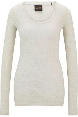 HUGO BOSS Shirt met lange mouwen C_Elayer met diepe hals