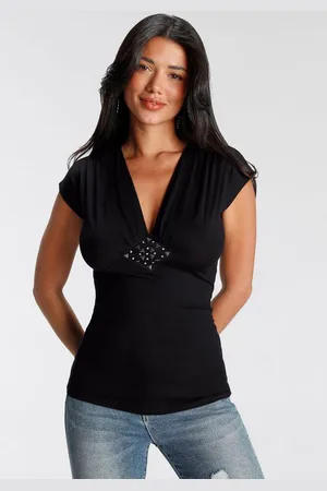 melrose T-shirt zeer figuurvolgende snit, diepe v-hals