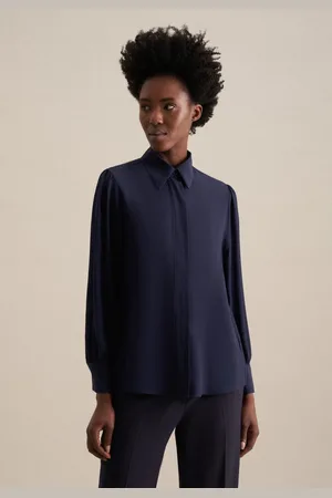 Seidensticker Overhemdblouse Zwarte roos Lange mouwen kraag uni