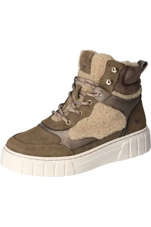 Mustang Winterlaarzen , plateau, veterschoenen, enkellaars met teddy-voering