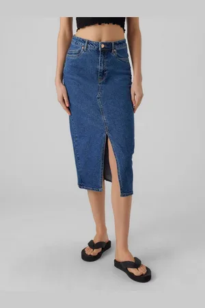VERO MODA Maxirok VMVERI HR CALF DENIM SKIRT GA NOOS