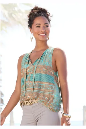 Lascana Tanktop met bandjes bij de hals, blousetop met alloverprint