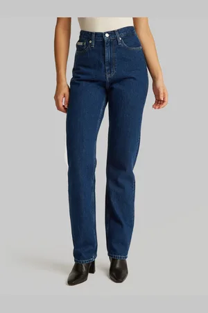 Calvin Klein Mom jeans HIGH RISE STRAIGHT lichte stone wash-look, met muntzakje