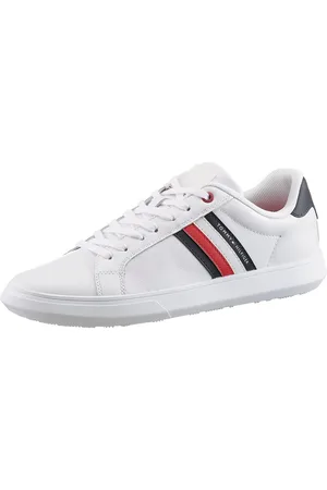 Tommy Hilfiger Sneakers ESSENTIAL LEATHER CUPSOLE met typische strepen, vrijetijdsschoen, lage schoen, veterschoen