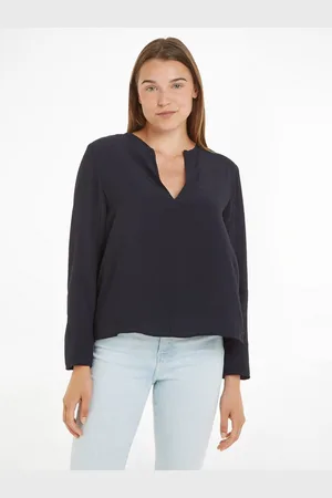 Tommy Hilfiger Blouse met lange mouwen VISCOSE CREPE V-NECK BLOUSE
