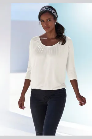 Lascana Shirt met 3/4 mouwen Met fijne plooien bij de hals