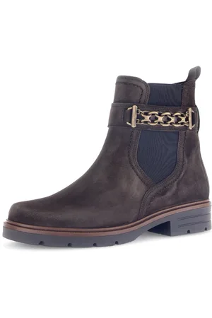 Gabor Chelsea-boots blokhak, herfstmode, enkellaars met decoratieve ketting aan de schacht