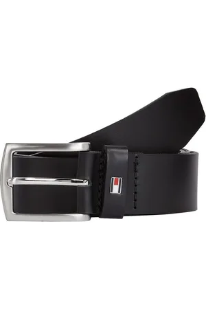 Tommy Hilfiger Leren riem DENTON 3,5 Robuuste leren riem met vlaglabel, zilveren gesp, verstelbaar