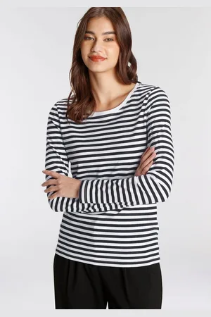 AJC Shirt met lange mouwen gestreept, ronde hals, van katoen, van single jersey