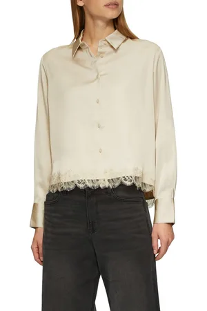 QS by s.Oliver Blouse met lange mouwen met kant bij de zoom