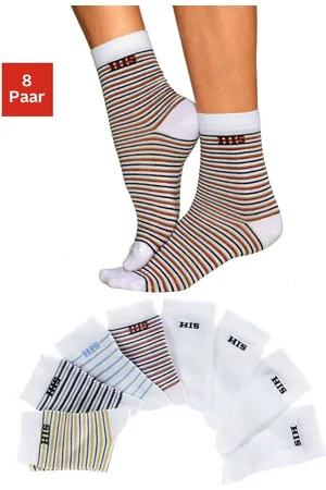 H.I.S Sokken gestreept en unikleur (set, 8 paar)