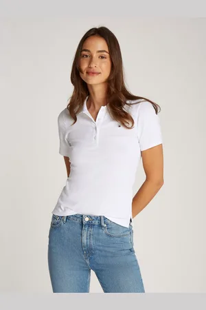 Tommy Hilfiger Poloshirt 1985 Slim Fit Pique Premium met logo-borduursel, met zijsplitten