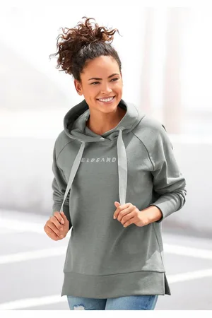 ELBSAND Hoodie Svana met logoprint, comfortabele hoodie, zijslitsen