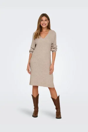 ONLY Gebreide jurk ONLKATIA LS V-NECK DRESS NCA KNT