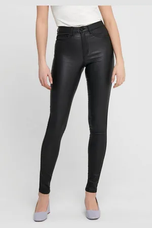 ONLY Imitatieleren broek ONLROYAL HW SK ROCK COATED