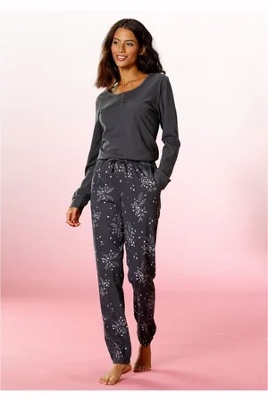 VIVANCE DREAMS Pyjama met hortensia-motief (2-delig, 1 stuk)