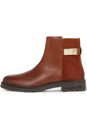 Tommy Hilfiger Laarsjes TH LOGO LEATHER MIX CHELSEA blokhak, business schoen, laarzen met th-sieraad